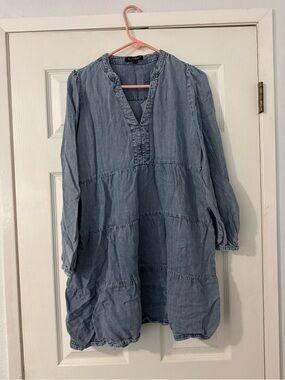 Velvet Heart Light Blue Tiered Denim Dress